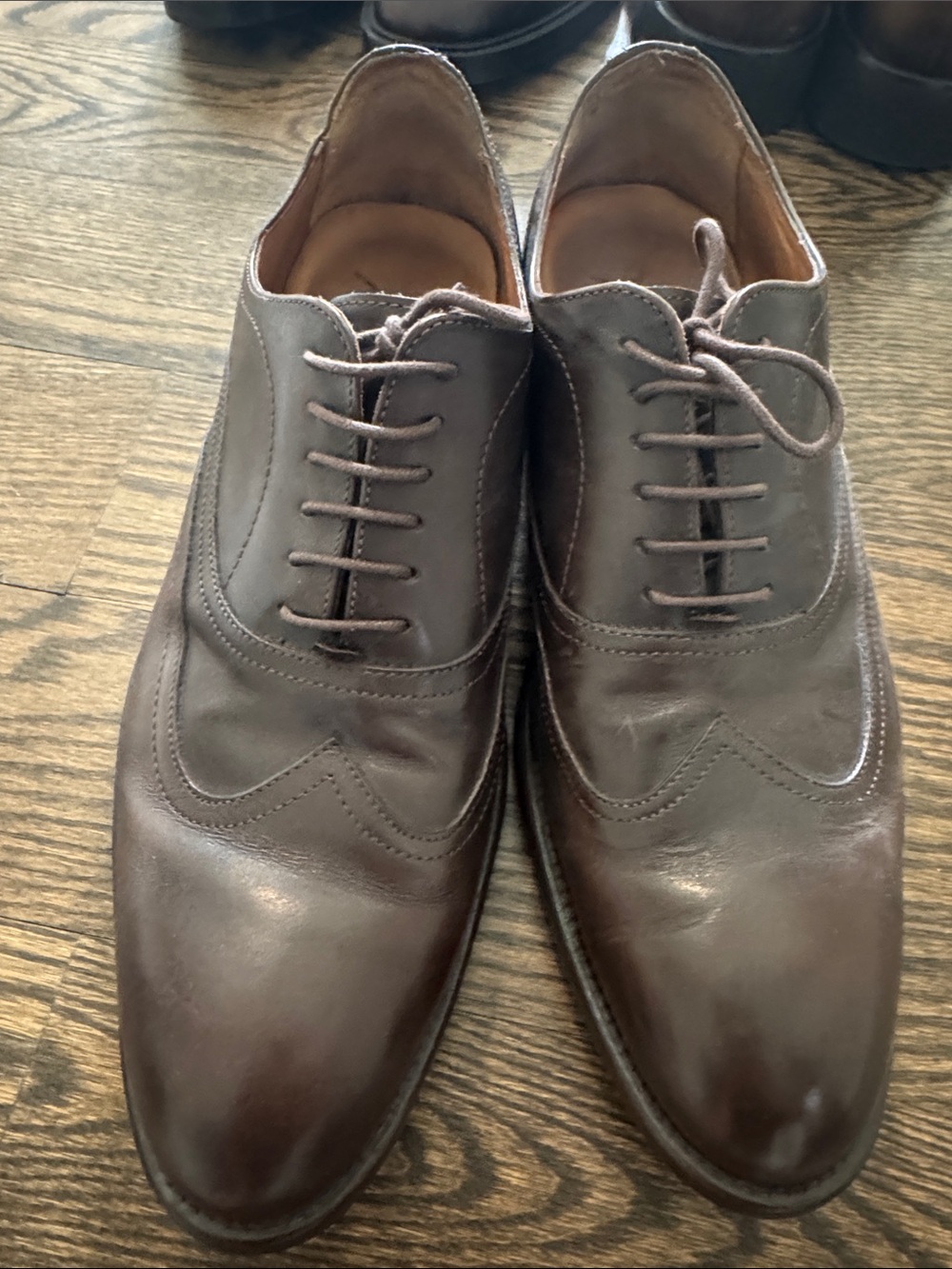 Italian Dark Brown Leather Derby Oxfords